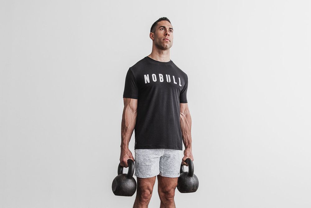 NOBULL Men's Tee - Black White - Ireland (6298GCORV)